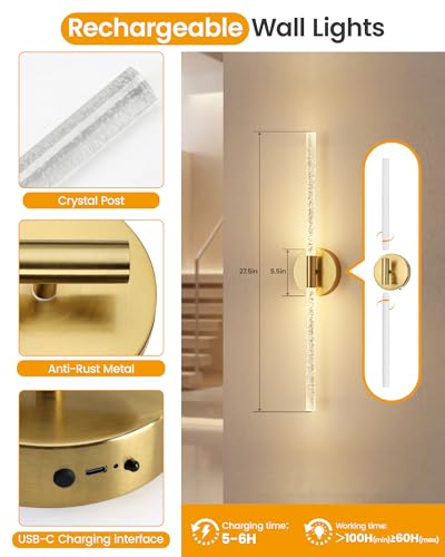 Crystal Inspired Bubble Battery Operated Wall Sconce Set of 2 (2 Count)