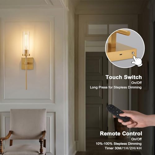 Wireless Wall Sconces with Remote Control (2 Count)