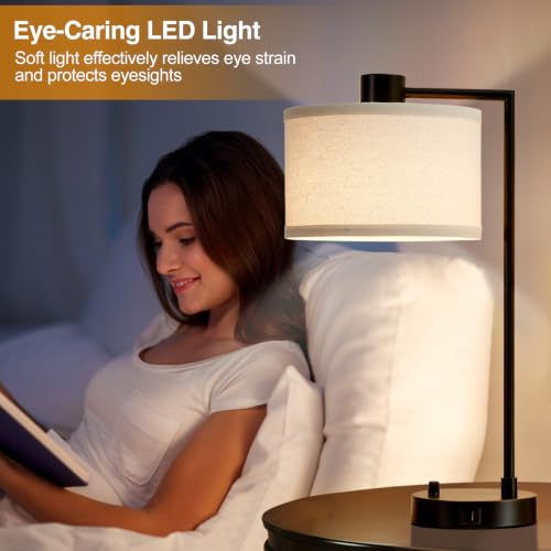 Table Lamp for Bedroom Set of 2 with USB C+A Ports (2 Count)