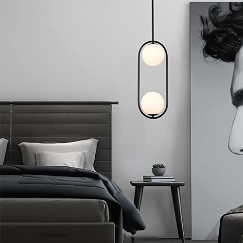 Modern 2 Light Pendant Light Kitchen Island Globe Glass Lampshade