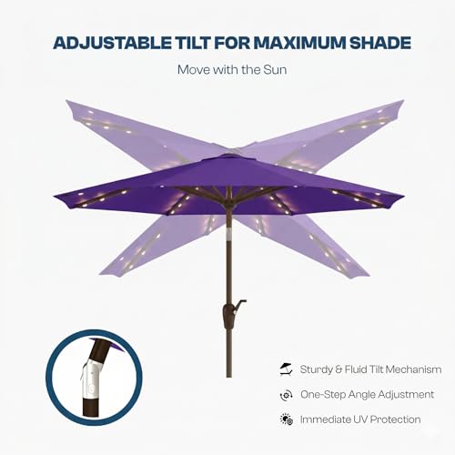 10FT Solar Patio Umbrella with Lights