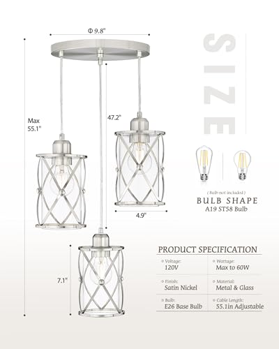 Brushed Nickel Dining Room Chandelier Light Fixture