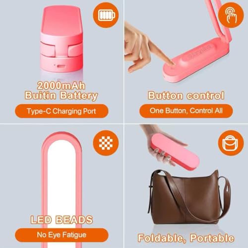 LED Desk Lamp for Office Home & Battery Operated Lamp Rechargeable Lamp Foldable & Portable Light