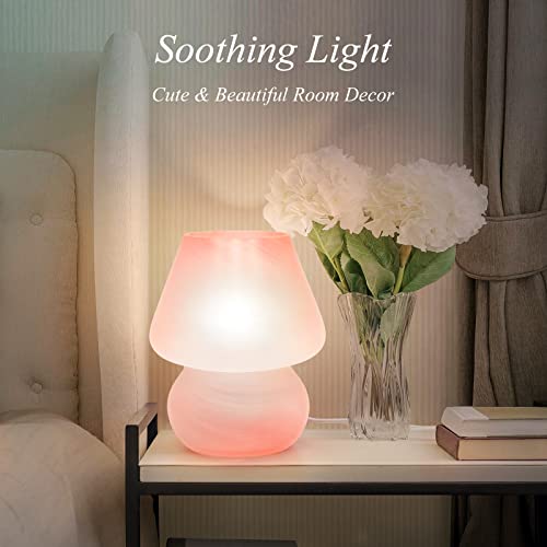 Mushroom Lamp Cute Table Lamp for Bedroom Nightstand Soft Light Pink