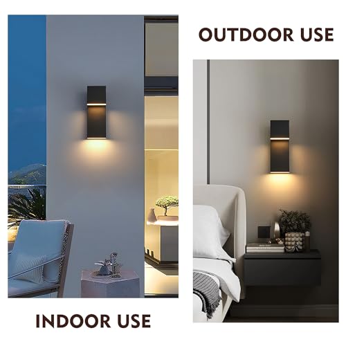 Modern LED Outdoor Wall Sconce 3000K 18W IP65 Waterproof Integrated LED Outdoor Wall Lights Anti Rust Black Porch Lights Exterior Lighting Outside Lights Fixture for Garage