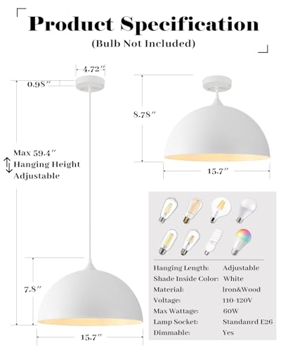 White Dome Pendant Lights Kitchen Island