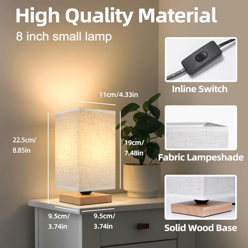 Small Square Bedside Table Lamp for Bedroom