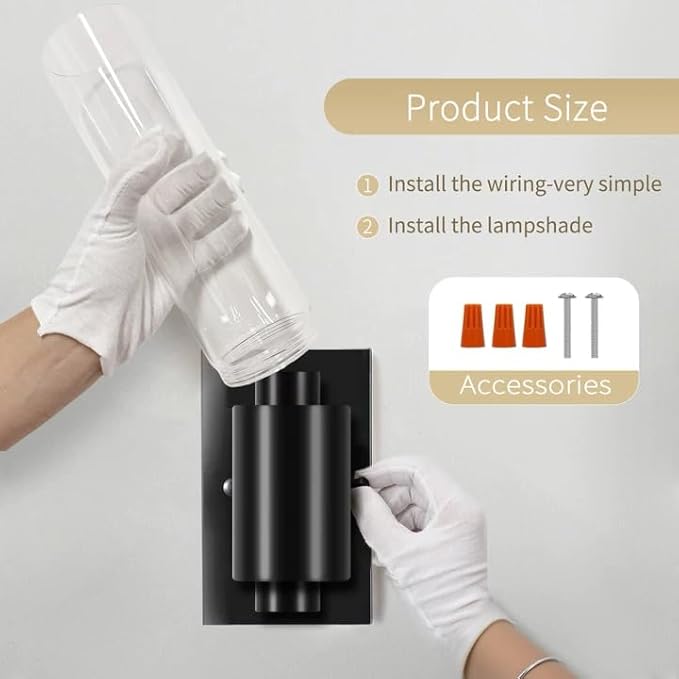 Bathroom Wall Sconces Set of Two Black , 21" Modern 2-Light Vanity Light Tube Wall Sconce, Clear Glass Indoor Hardwired Mounted Lamps for Living Room,Bedroom,Hallway-Black Clear (Bulb Not Included) - Aura Lighting
