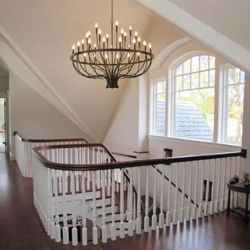 33 Light Candle Chandelier 48" Large Black Modern Foyer Chandelier