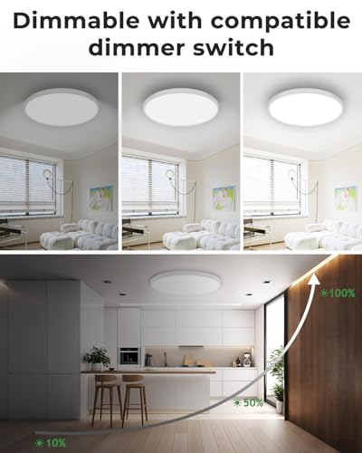 23INCH Big Dimmable Flush Mount Ceiling Light Fixture White