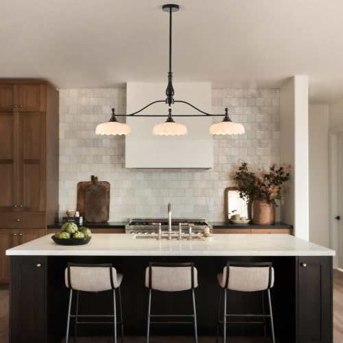 Chandeliers Black Modern Pendant Lighting Fixtures 3 Lights Chandelier White Glass Hanging Lamp for Island Dining Room Living Room