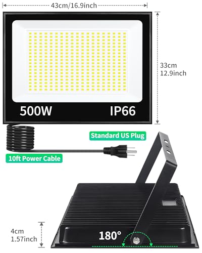 60000LM 500W LED Flood Light Outdoor Plug in (2 Count)
