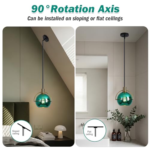 2 Pack Modern Green Glass Pendant Light (2 Count)