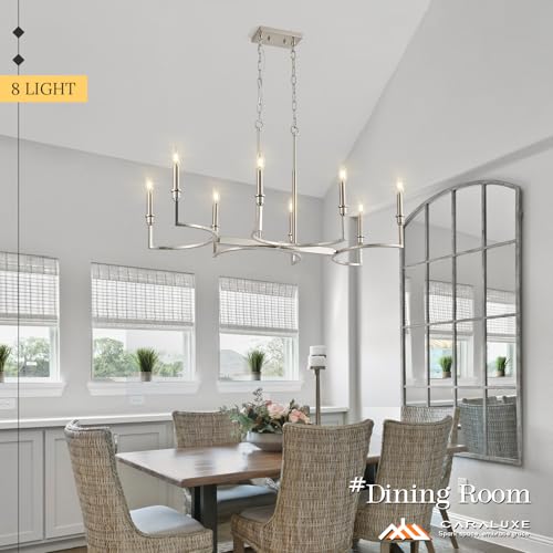8 Light Candelabra Chandelier Dining Room Nickel Chandeliers 38in