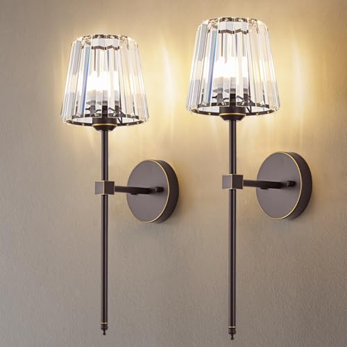 Crystal Battery Operated Wall Sconces Set of 2 (2 Count)