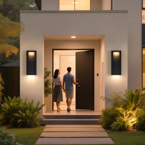 Modern Outdoor Wall Light with LED (2 Count)