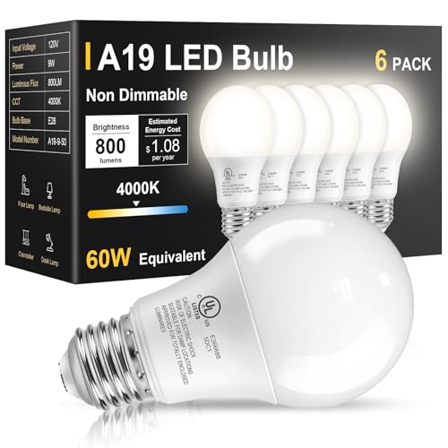 6 Pack LED Light Bulbs 60 Watt Equivalent (6 Count)
