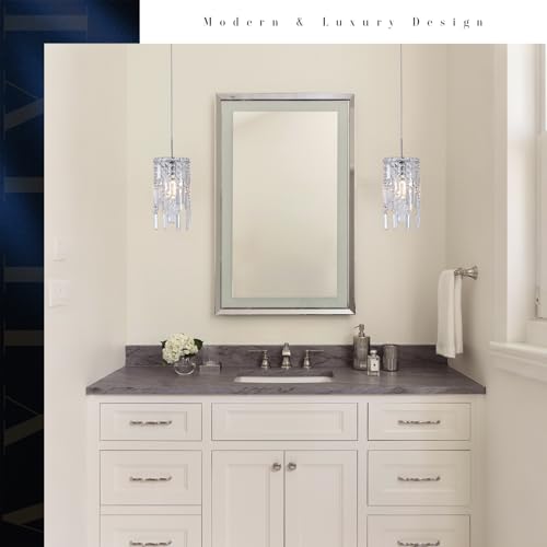 Chrome Crystal Chandelier 7'' Small Kitchen Island Crystal Pendant Light Fixture Raindrop Flush Mount Hanging Chandelier for K9 Crystal Lights Fixture for Bedroom Kitchen Sink Dining Room