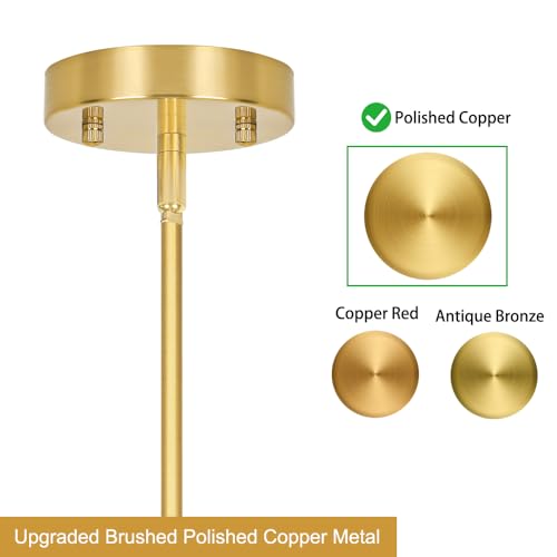 Gold Kitchen Pendant Lights Over Island with Adjustable Rods (3 Count)