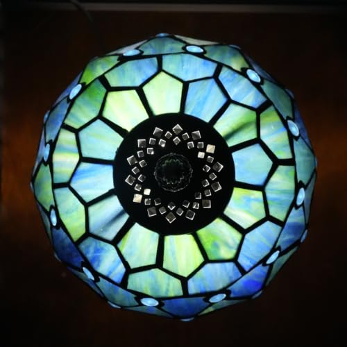 Tiffany Style Stained Glass Table Lamp Blue Small Table Lamp Bedroom Bedside Lamp Living Room Dining Room Office Decoration Desk Lamp Home Decoration Creative Gift Scene Props