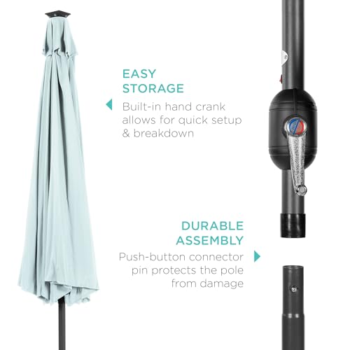 10ft Solar Polyester LED Lighted Patio Umbrella w