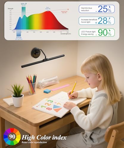 Hardwired Picture Light for Wall (Black / 32 inches)
