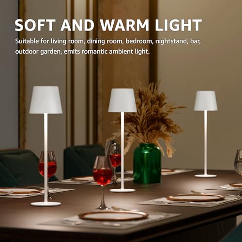 2 Pack Cordless Table Lamp Rechargeable 5000mAH Battery Operated Lights Touch Control LED Portable Desk Lamps 3 Color Dimming for Outdoor Coffee Bedroom Kitchen (2 Count)
