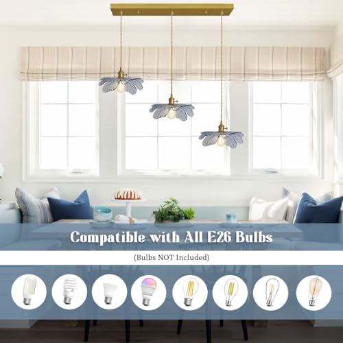 3 Light Hand Blown Glass Chandelier