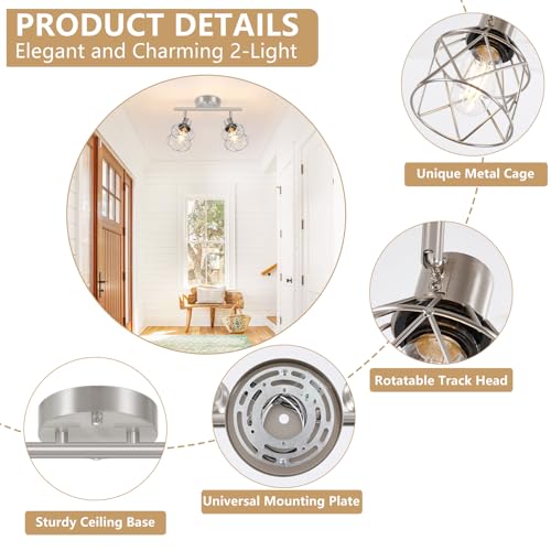 2 Light Brushed Nickel Semi Flush Mount Ceiling Light