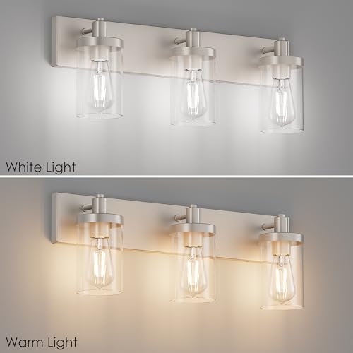 Brushed Nickel Bathroom Light Fixtures 3 Lights Vanity Light for Bathroom Lighting Fixtures Over Mirror