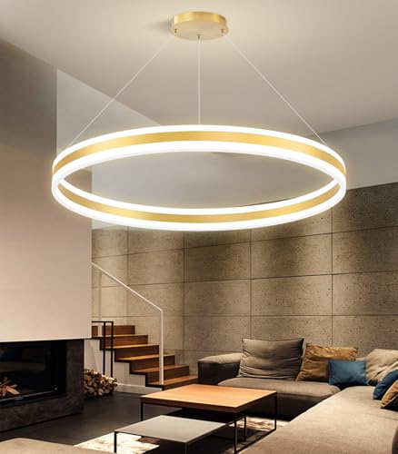 D31.5'' Modern Ring Chandelier for Dining Room LED Dimmable Pendant Lighting High Ceiling Chandelier for Living Room Foyer Bedroom Entryway 3000K