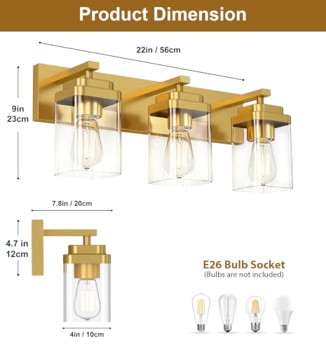 Brushed Gold Bathroom Light Fixtures