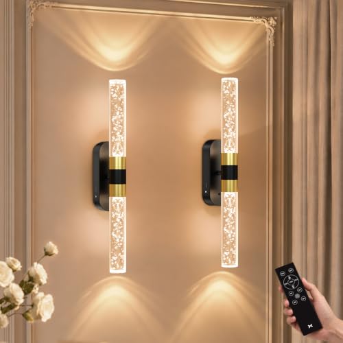 Crystal Battery Operated Wall Sconces Set of 2 for Home Space (2 Count)