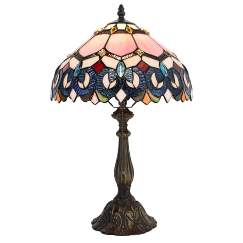 Tiffany Table Lamp Stained Glass Bedside Reading Light W12H19 inch