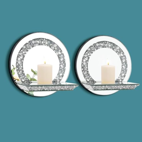 Mirrored Candle Sconces with Acrylic Diamond