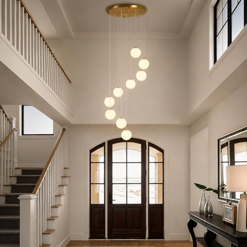 Gold Globe High Ceiling Chandelier (Gold / 9-Light)