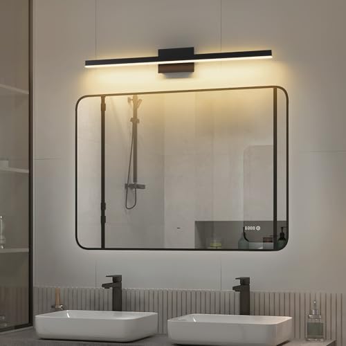 Bathroom Vanity Light Black Dimmable 5CCT Bathroom Lighting FIixtures Over Mirror 39.37 Inch Modern Vanity Light bar Led Bath Light ETL Certificated