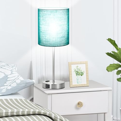 Green Touch Table Lamps Set of 2 with 2 USB & AC Outlet (2 Count)