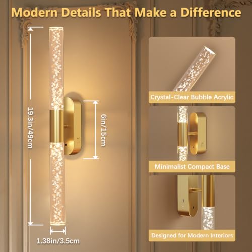 Crystal Battery Operated Wall Sconces Set of 2 for Home Space (2 Count)