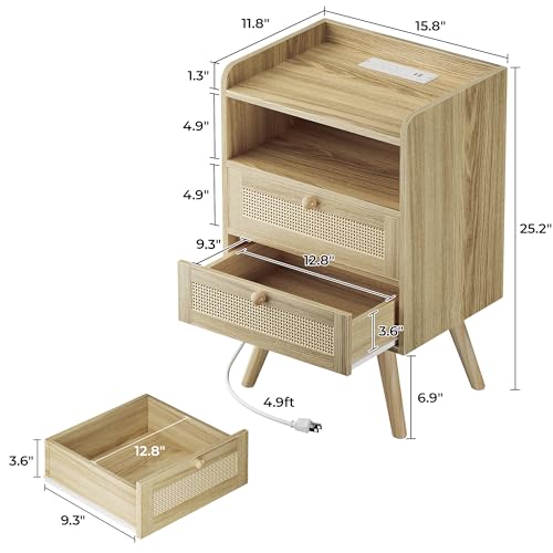 Night Stand with Charger Station (2 Count)