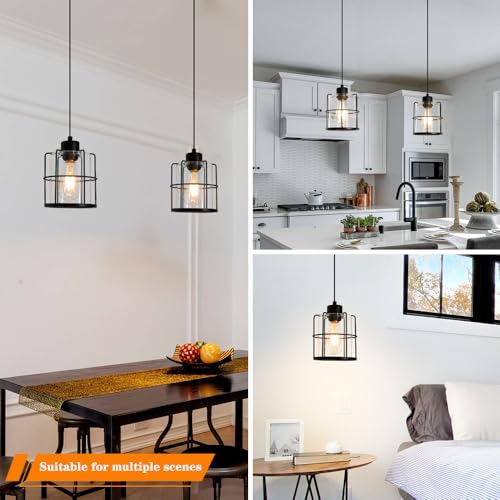 Industrial Black Pendant Lights Kitchen Island (2 Count)