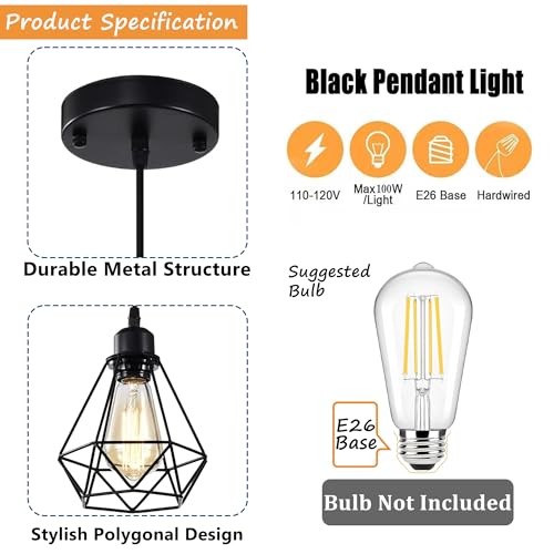 Farmhouse Pendant Lights 2 Pack for Kitchen Island (2 Count)
