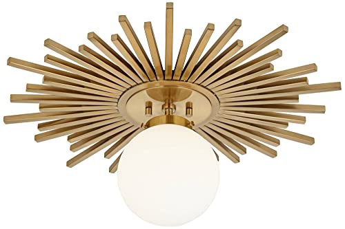 Hazel 24" Wide Sunburst Warm Antique Brass Ceiling Light Fixture