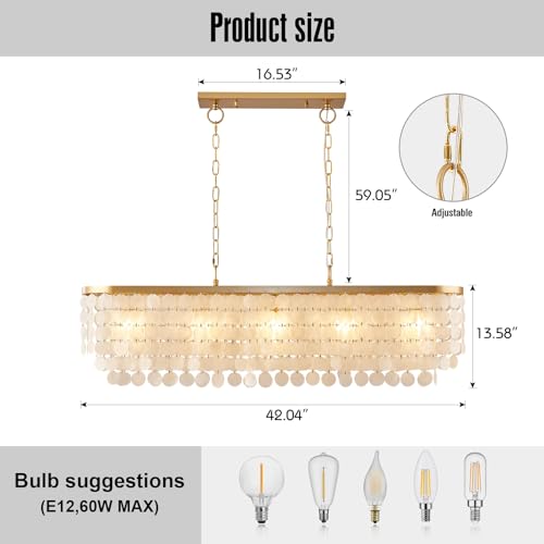 5 Light Capiz Shell Rectangular Chandelier