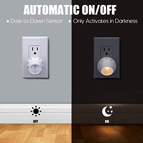 Plug in LED Night Light Dusk to Dawn Sensor Warm White 4 Pack (4 Count)
