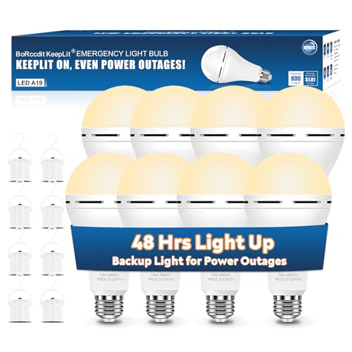 KeepLit 8 Pack Emergency Rechargeable Light Bulbs (8 Count)