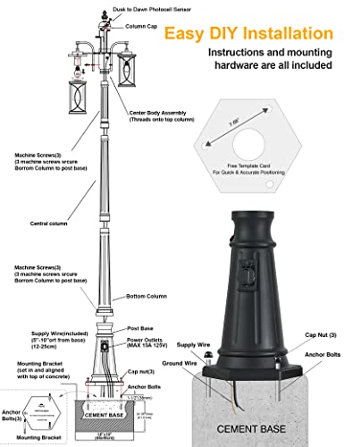 Dusk to Dawn Outdoor Lamp Post Light Modern 2