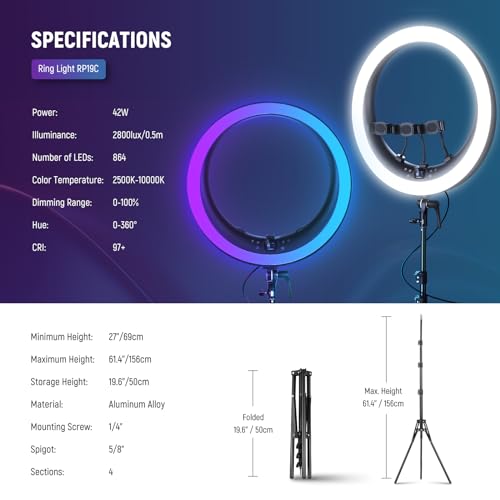 19" RGB LED Ring Light with Stand