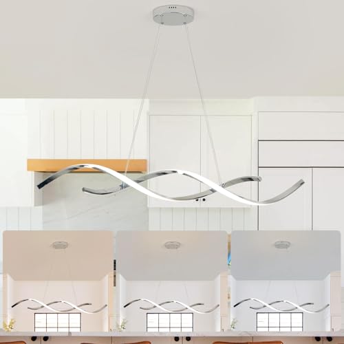 Chrome Dimmable Chandelier Over Tables