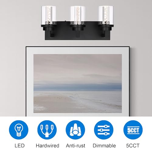 3 Light LED Bathroom Light Fixtures Over Mirror 5 Color Temperature